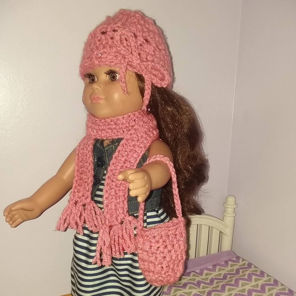Doll Accessories Hat, Purse, and Scarf